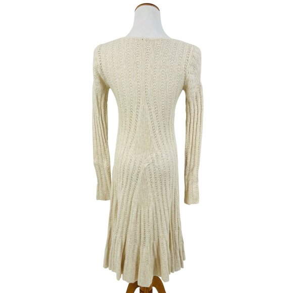 RARE VINTAGE Free People Ivory Long Knit Flowy Maxi Cardigan - Picture 4 of 13